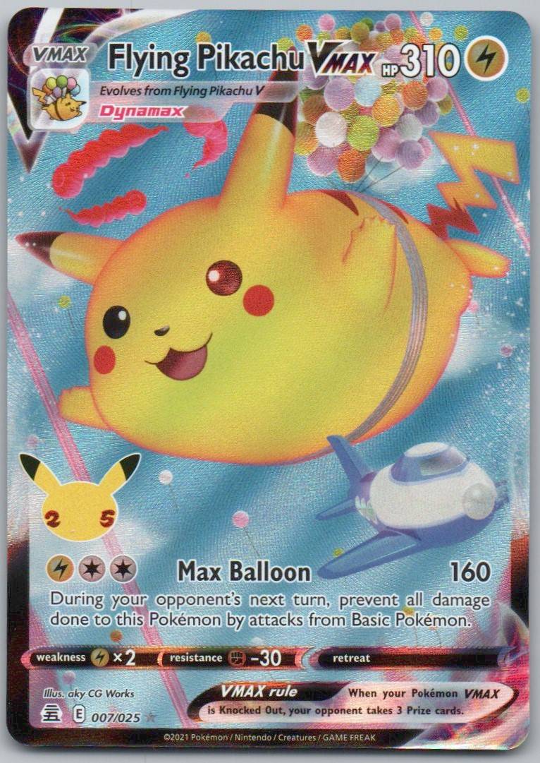 Flying Pikachu VMAX 007 Holo Lightning Card - Celebrations