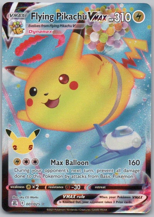 Flying Pikachu VMAX 007 Holo Lightning Card - Celebrations