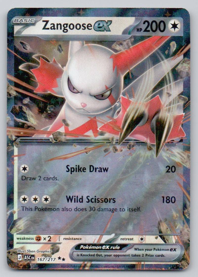 Zangoose ex 167 NOR Card - Ascended Heroes