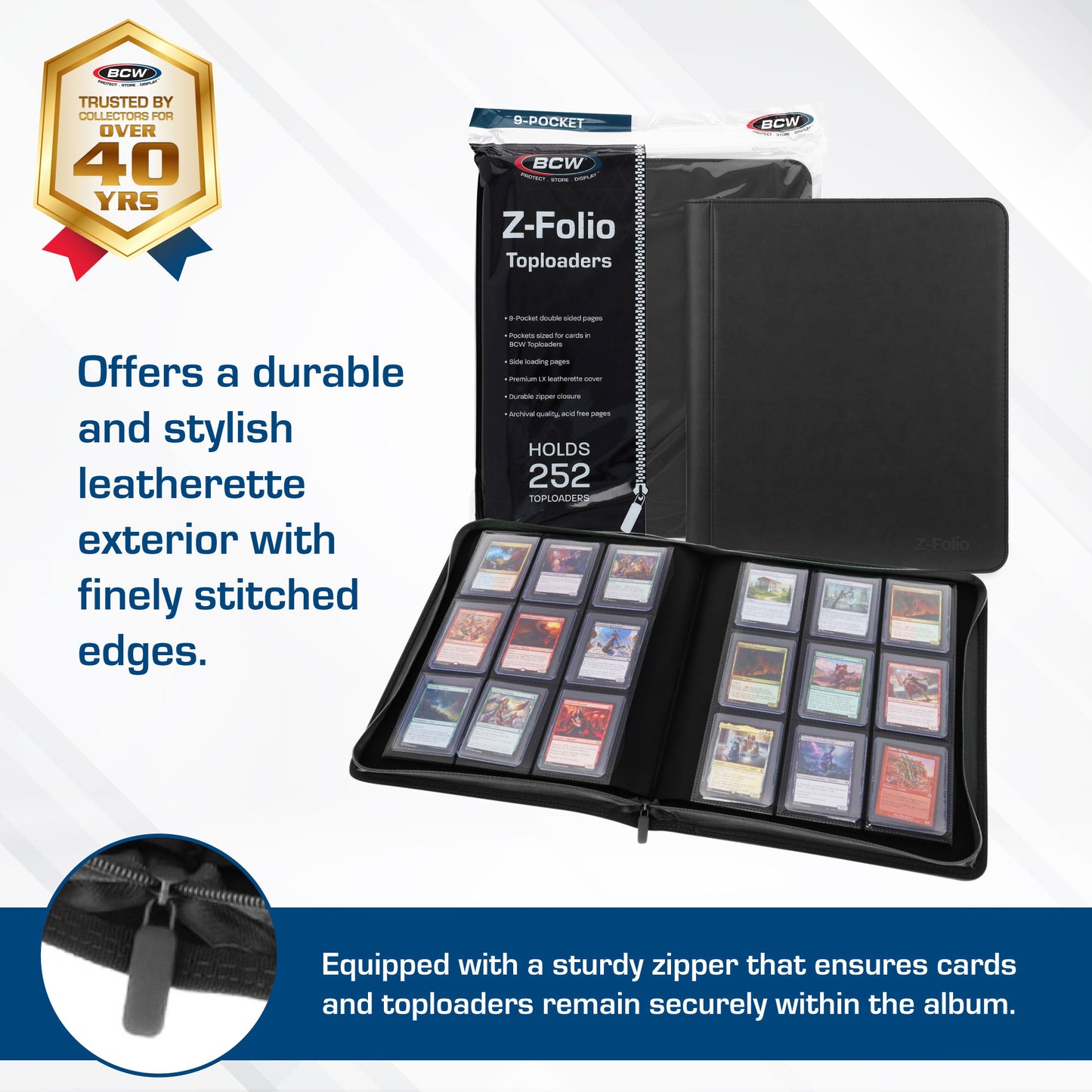 BCW Z-Folio 9-Pocket LX Album - Toploaders - Black