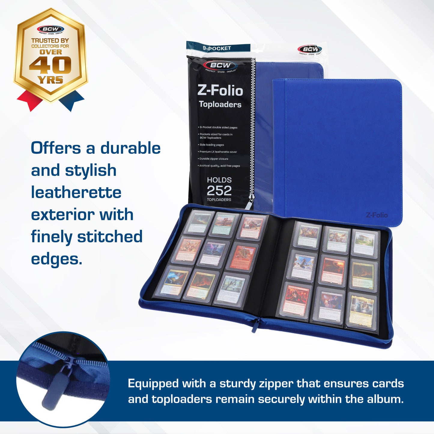BCW Z-Folio 9-Pocket LX Album - Toploaders - Blue