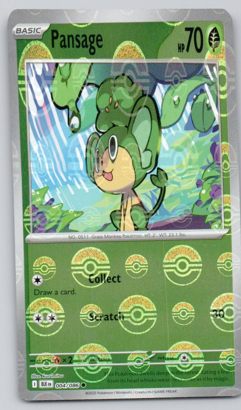 Pansage (Poke Ball Pattern) 004 HOL Card - Black Bolt