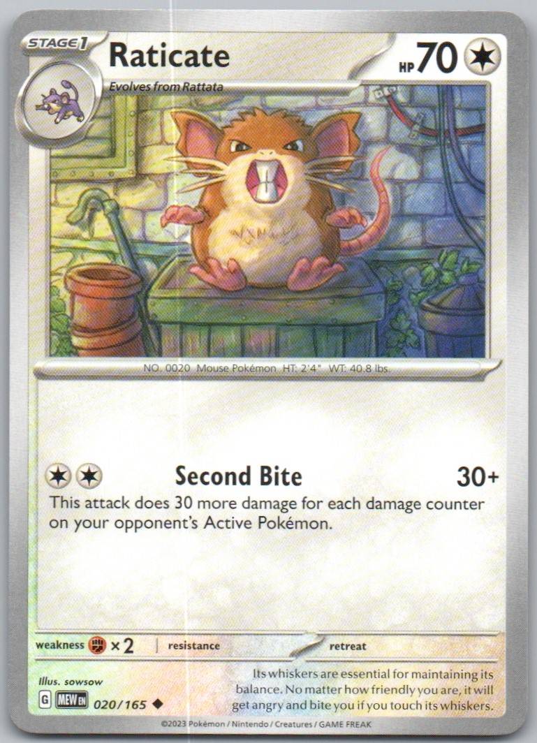 Raticate 020 Normal Colorless Card - 151