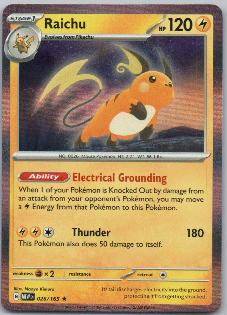 Raichu 026 Holo Lightning Card - 151