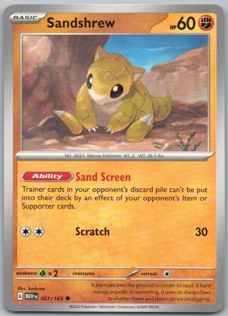 Sandshrew 027 Normal Fighting Card - 151
