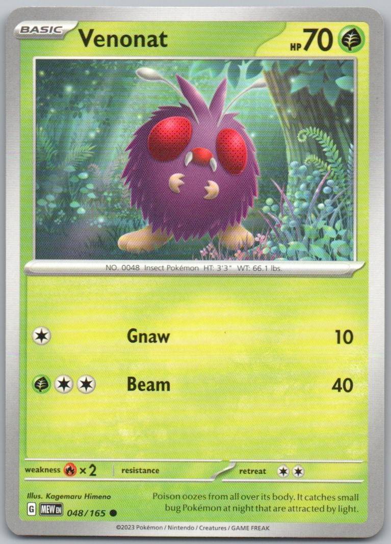 Venonat 048 Normal Grass Card - 151