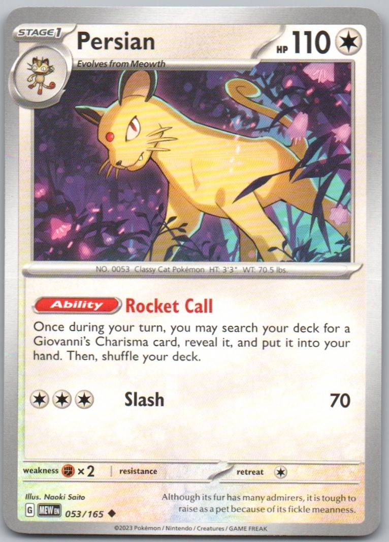 Persian 053 Normal Colorless Card - 151