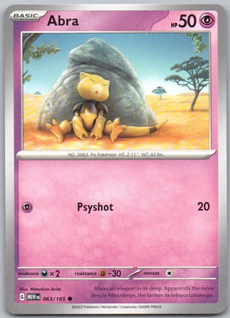 Abra 063 Normal Psychic Card - 151