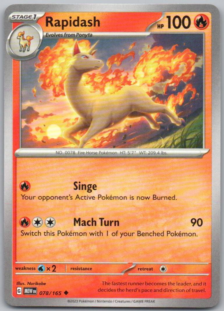 Rapidash 078 Normal Fire Card - 151