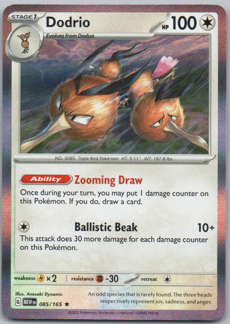 Dodrio 085 Holo Colorless Card - 151