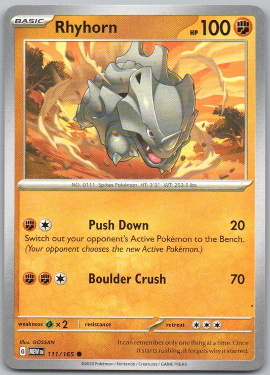 Rhyhorn 111 Normal Fighting Card - 151
