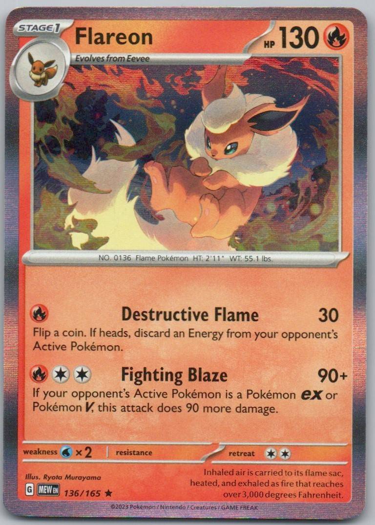 Flareon 136 Holo Fire Card - 151