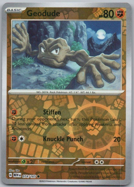 Geodue 074 Reverse Holo Fighting Card - 151