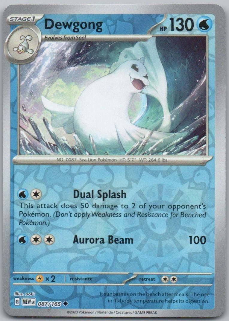 Dewgong 087 Reverse Holo Water Card - 151