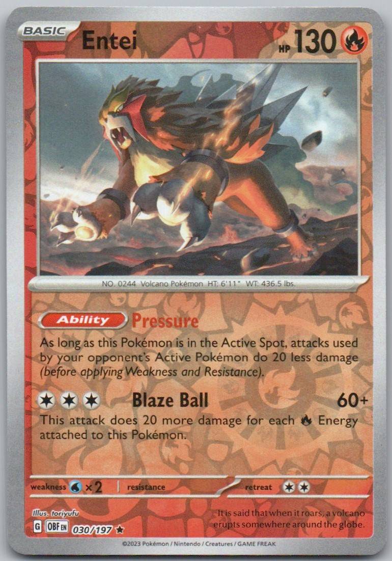 Entei 030 REV Card - Obsidian Flames