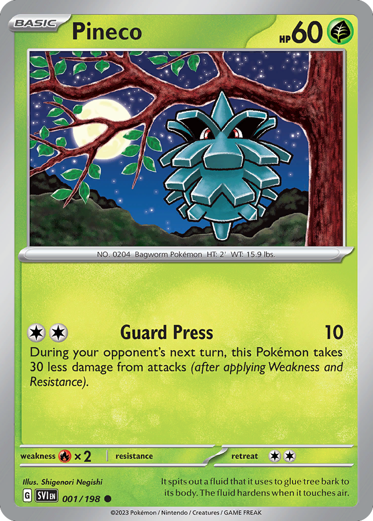Pineco 001 Normal Grass Card - Scarlet & Violet