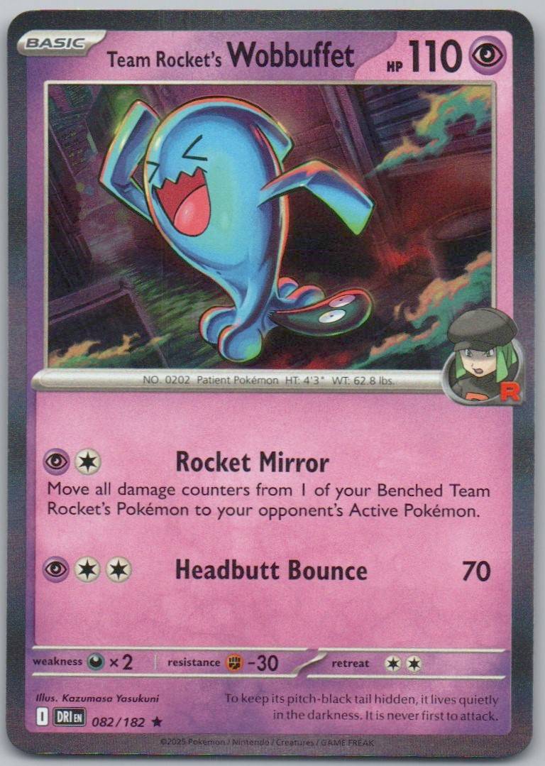 Team Rocket's Wobbuffet 082 NOR Card - Destined Rivals