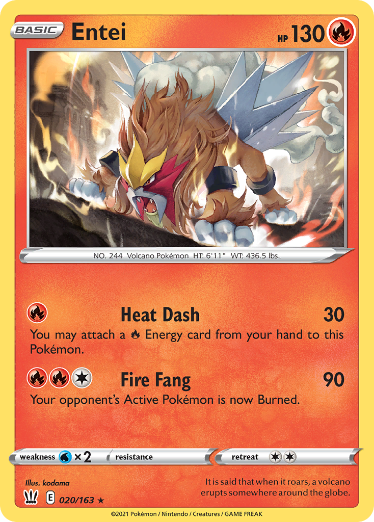 Entei 020 Holo Fire Card - Battle Styles