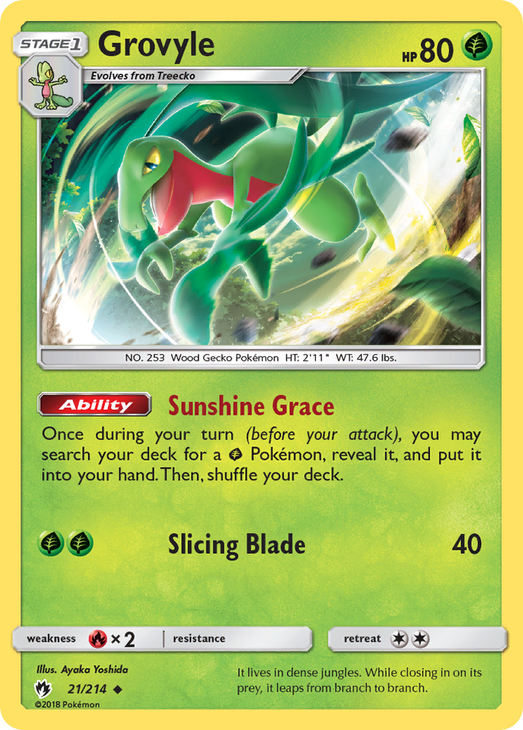 Grovyle 021 Normal Grass Card - Lost Thunder