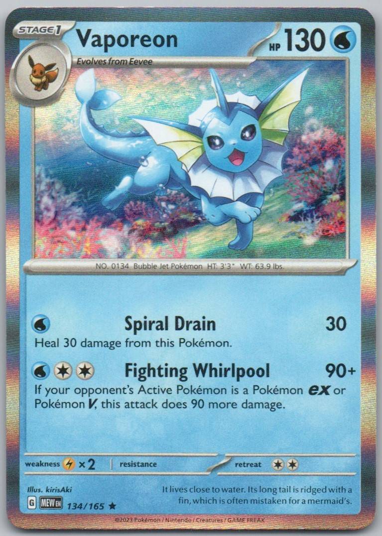 Vaporeon 134 NOR Card - 151