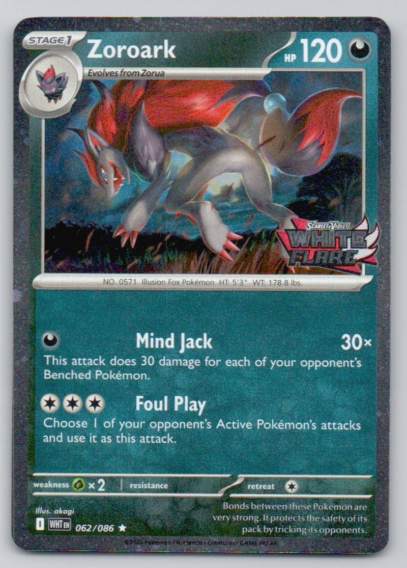 Zoroark (White Flare Stamped) 062 HOL Card - Miscellaneous Cards & Products