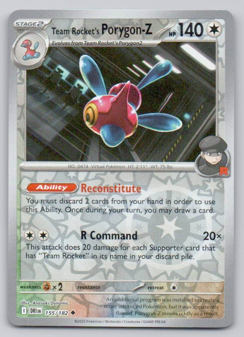 Team Rocket's Porygon-Z 155 REV Card - Destined Rivals