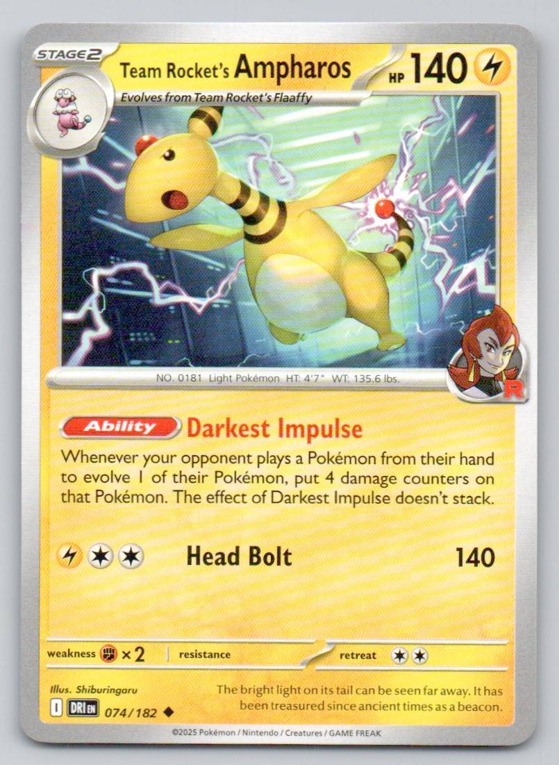 Team Rocket's Ampharos 074 NOR Card - Destined Rivals