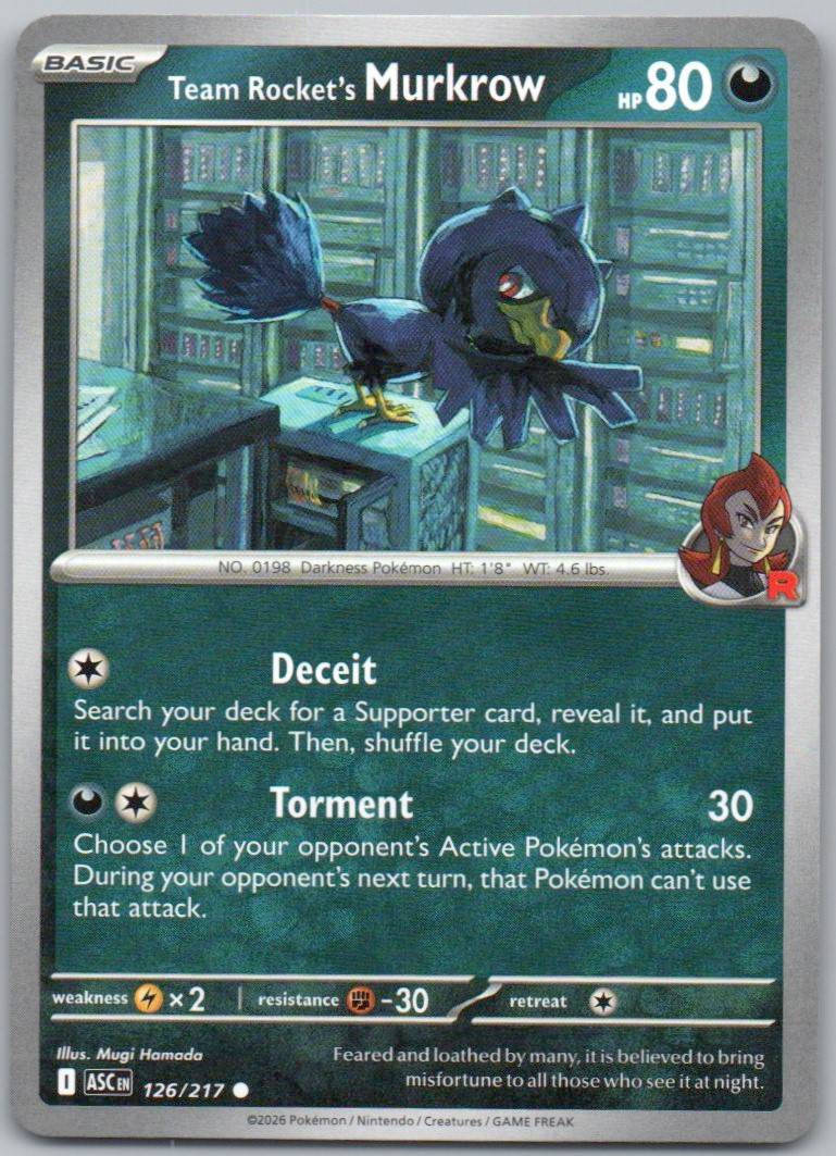 Team Rocket's Murkrow 126 NOR Card - Ascended Heroes