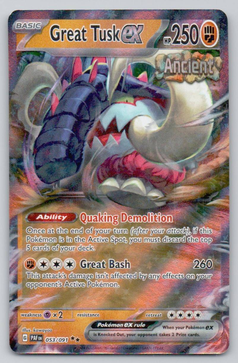 Great Tusk ex 053 NOR Card - Paldean Fates
