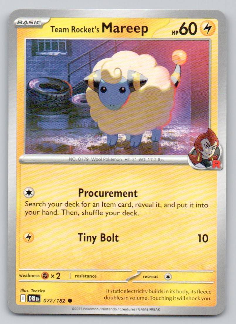 Team Rocket's Mareep 072 NOR Card - Destined Rivals