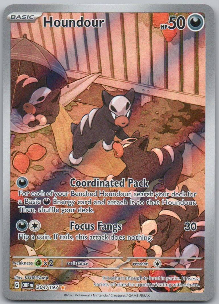 Houndour 204 Holo Darkness Card - Obsidian Flames