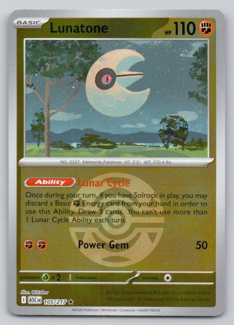Lunatone (Dusk Ball) 105 HOL Card - Ascended Heroes