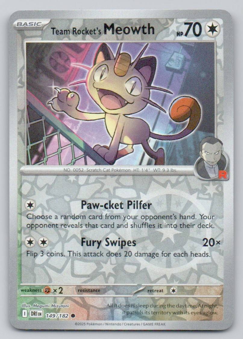 Team Rocket's Meowth 149 REV Card - Destined Rivals