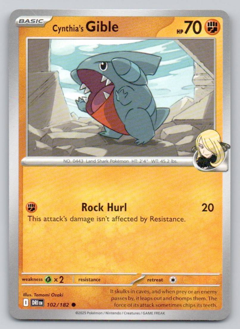 Cynthia's Gible 102 NOR Card - Destined Rivals