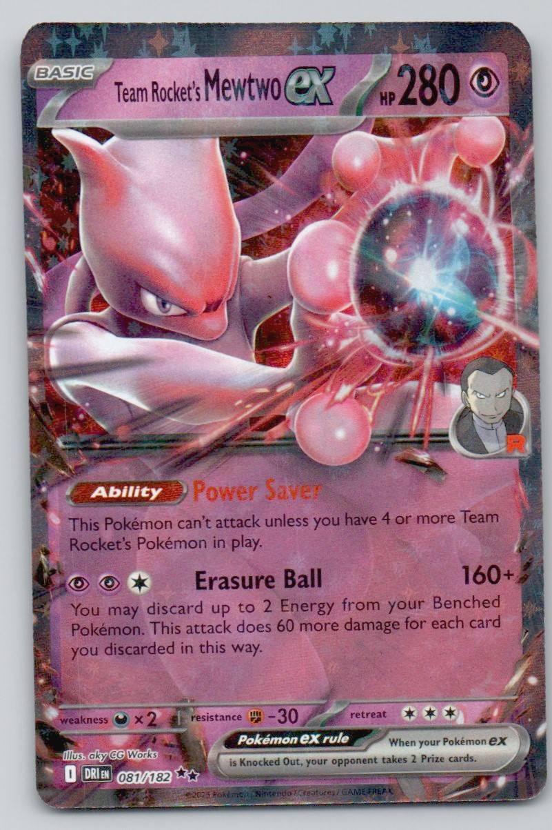 Team Rocket's Mewtwo ex 081 HOL Card - League & Championship Cards