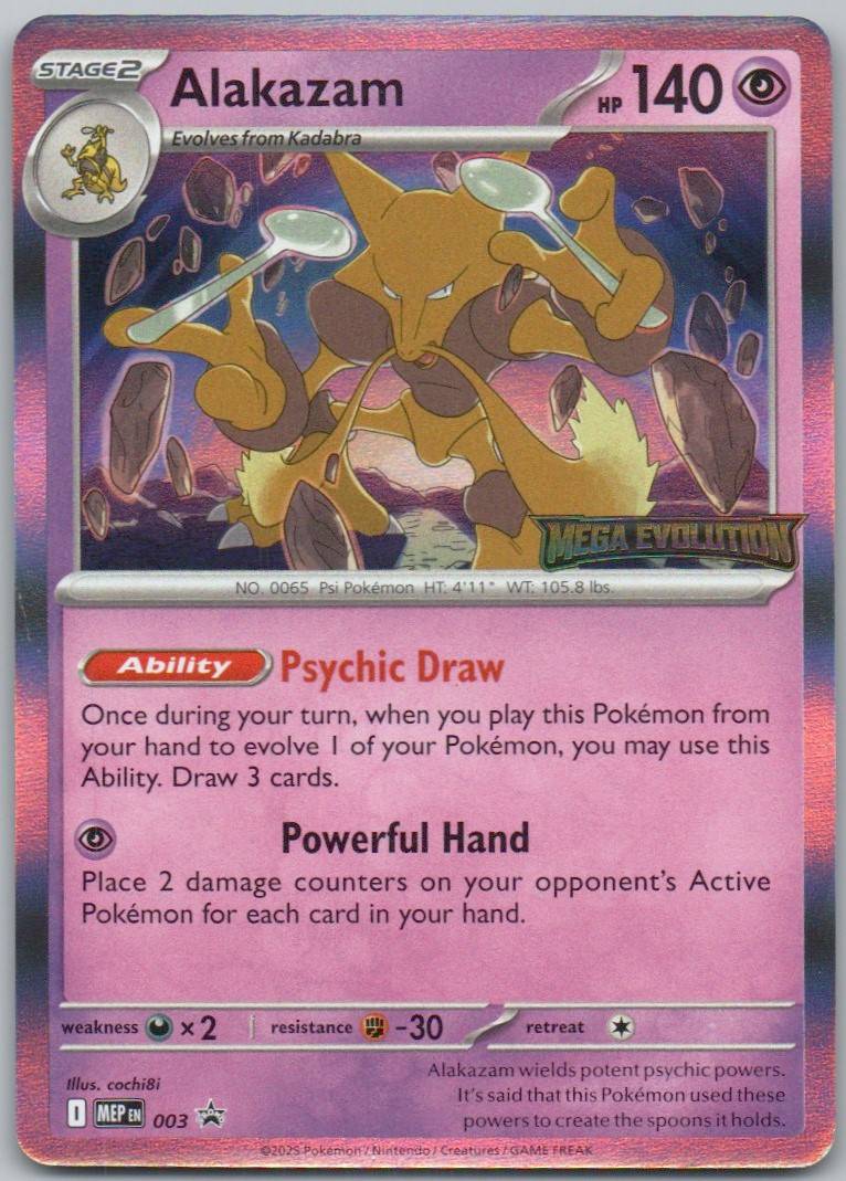 Alakazam - 003 003 Stamp Psychic Card - Mega Evolution Promo