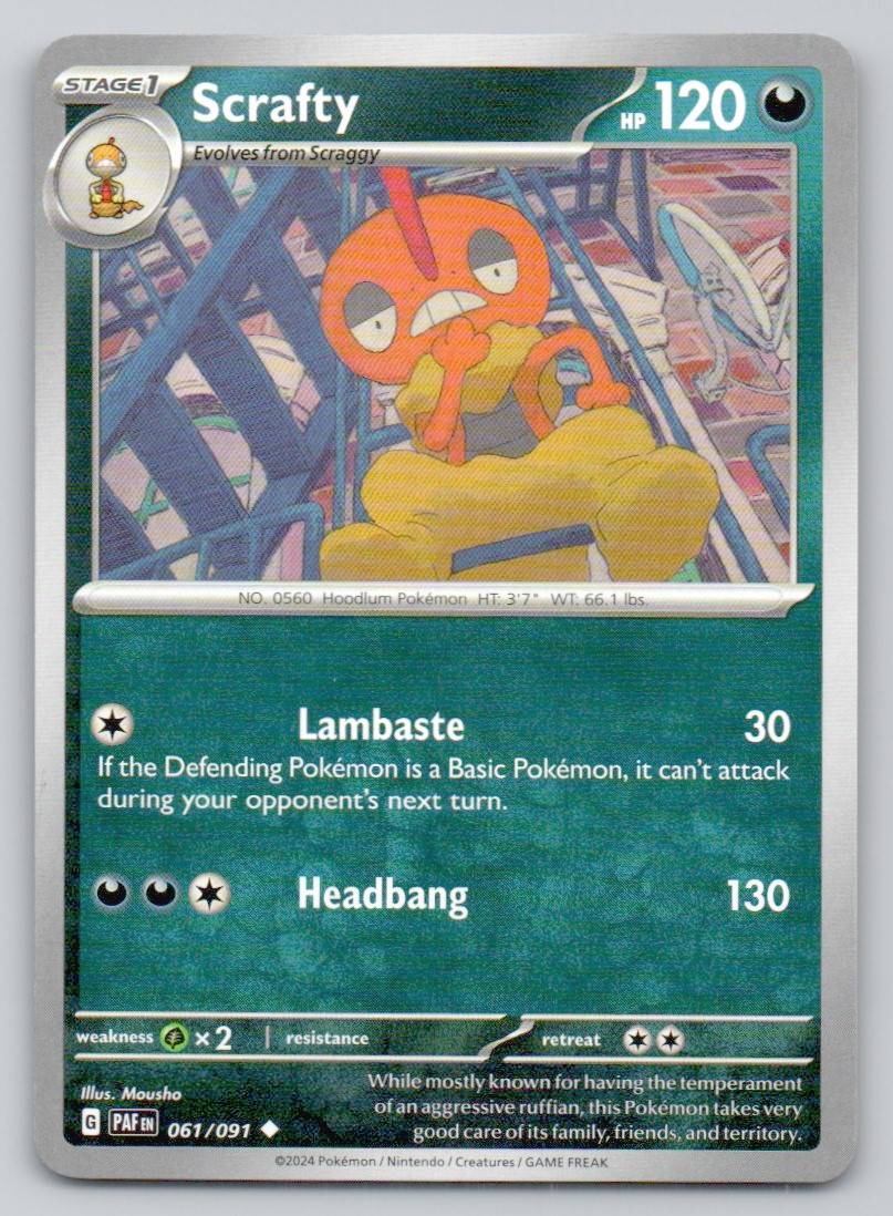 Scrafty 061 NOR Card - Paldean Fates