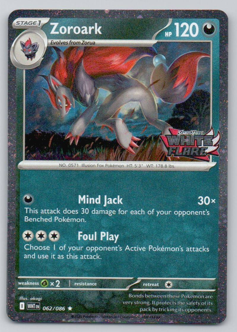 Zoroark (White Flare Stamped) 062 HOL Card - Miscellaneous Cards & Products