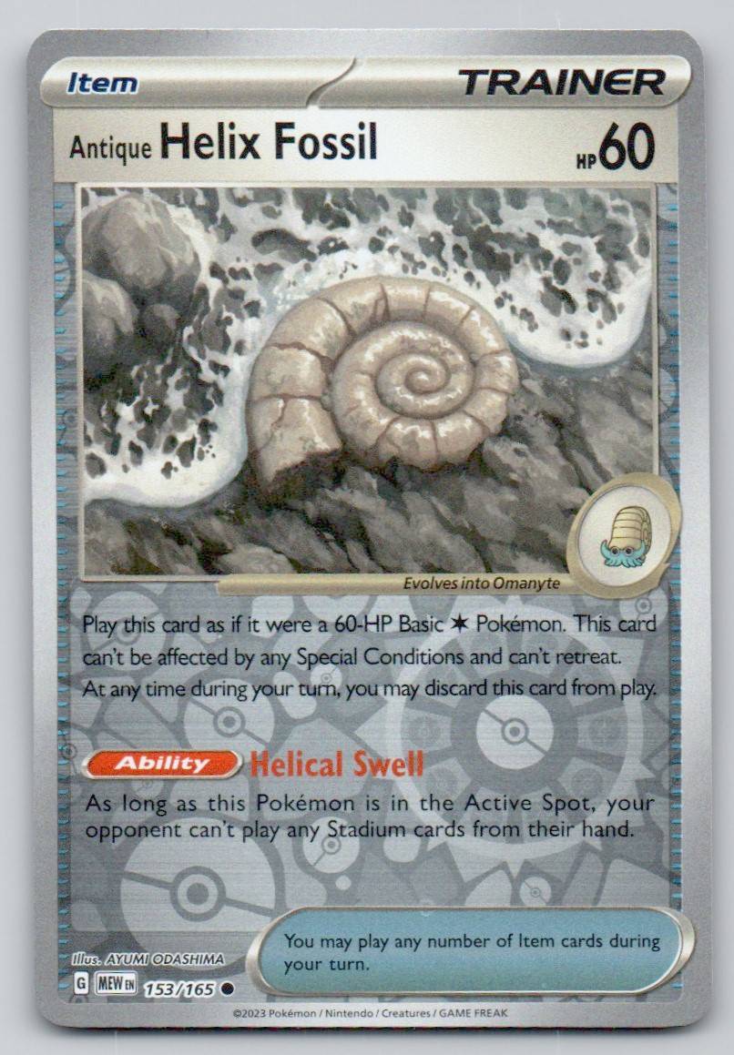 Antique Helix Fossil 153 REV Card - 151