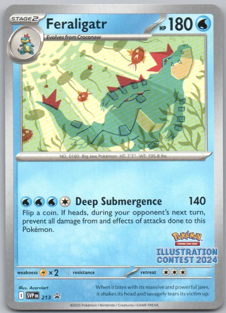 Feraligatr (Illustration Contest 2024) 213 NOR Card - Scarlet & Violet Promo