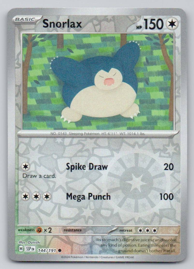 Snorlax 144 REV Card - Surging Sparks