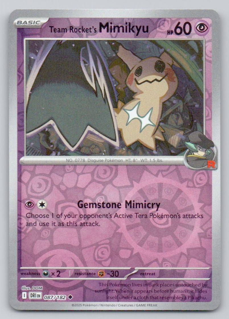 Team Rocket's Mimikyu 087 REV Card - Destined Rivals