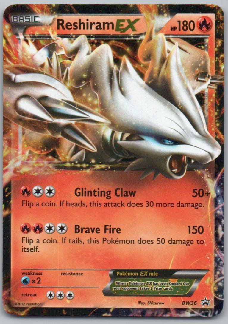 Reshiram EX - BW36 BW3 Holo Fire Card - Black And White Promo
