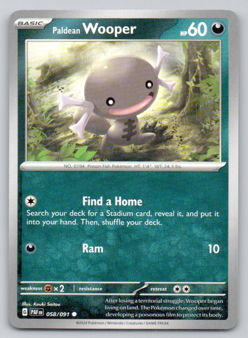 Paldean Wooper 058 NOR Card - Paldean Fates