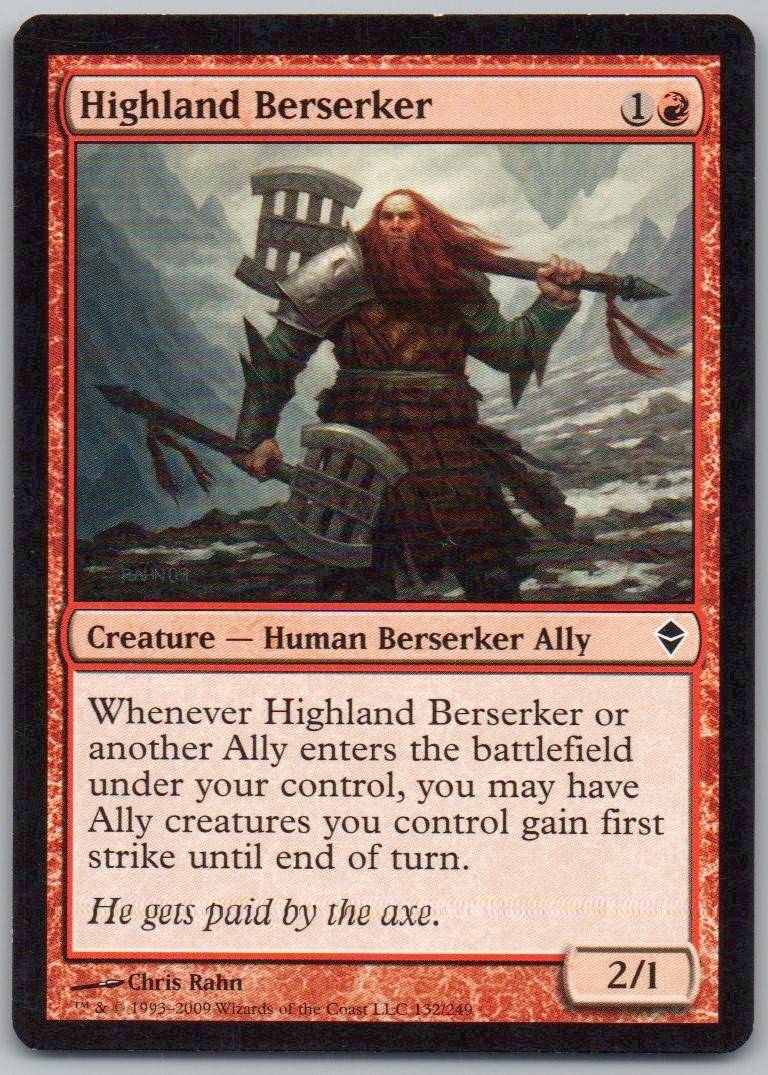Highland Berserker 132 Normal Creature Card - Zendikar