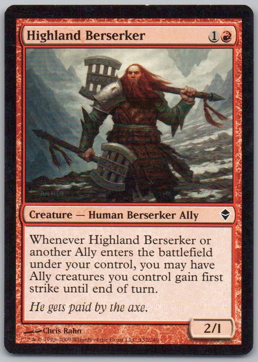 Highland Berserker 132 Normal Creature Card - Zendikar
