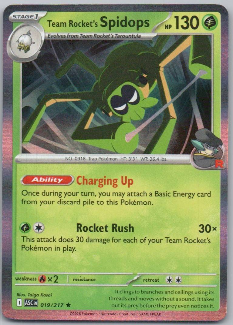 Team Rocket's Spidops 019 Holo Grass Card - Ascended Heroes