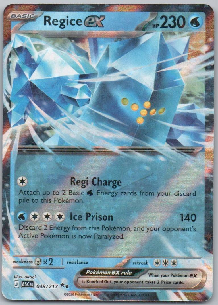 Regice EX 048 Holo Water Card - Ascended Heroes