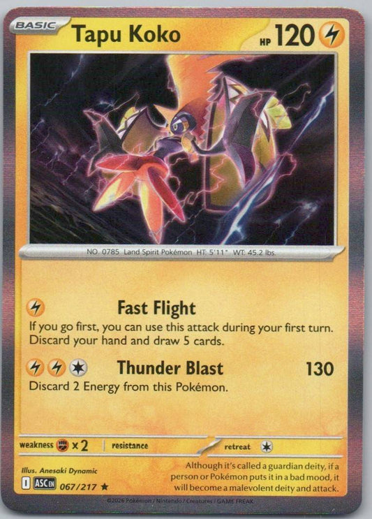 Tapu Koko 067 Holo Lightning Card - Ascended Heroes