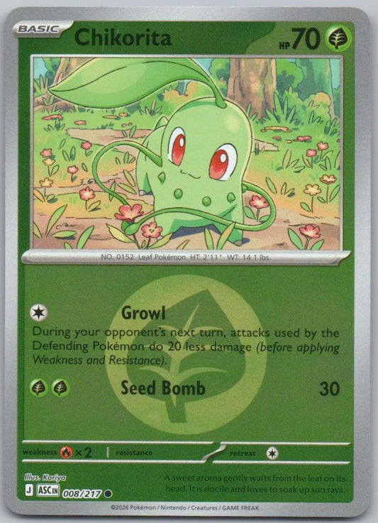 Chikorita 008 Energy Holo Grass Card - Ascended Heroes